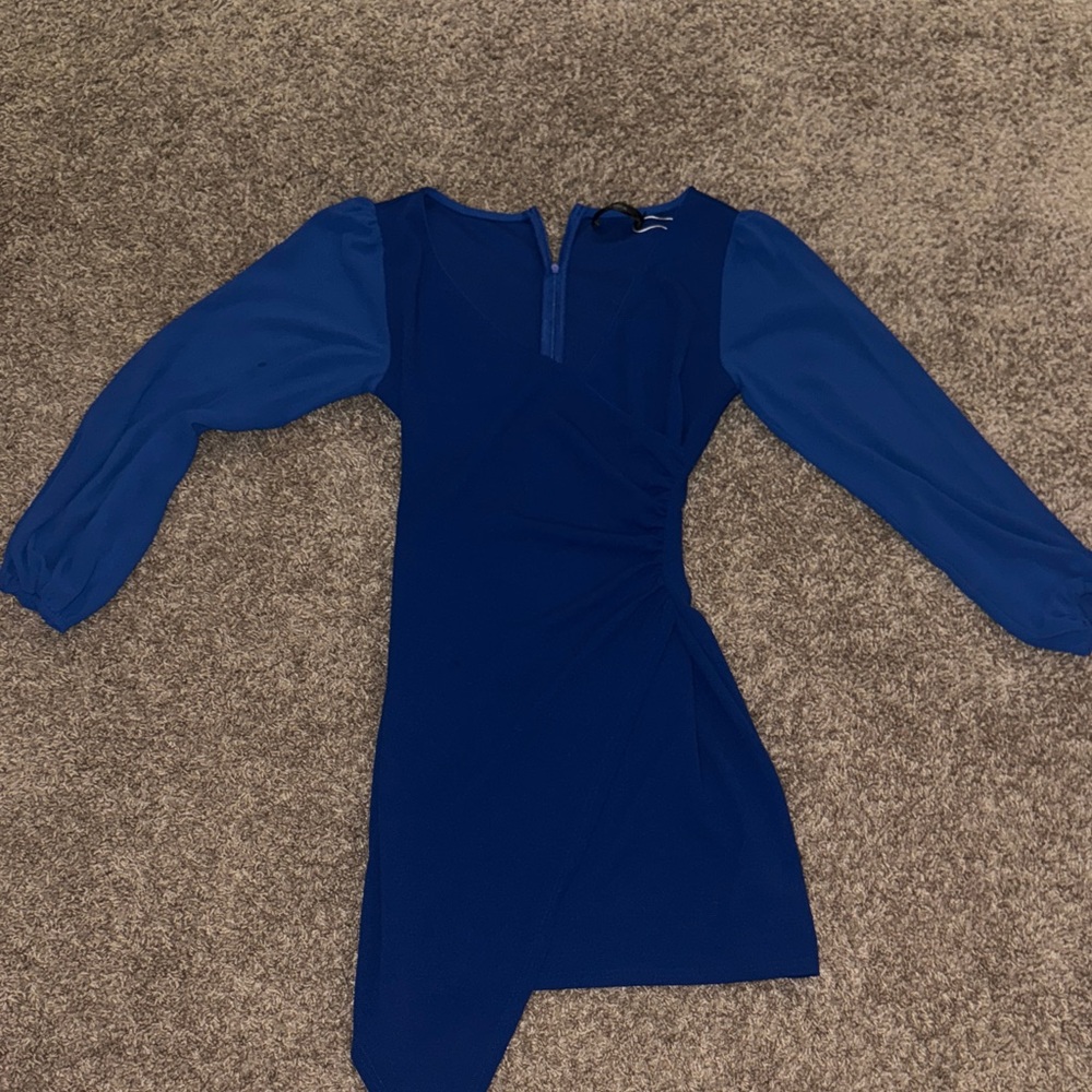 Chic Asymmetrical Blue Dress
